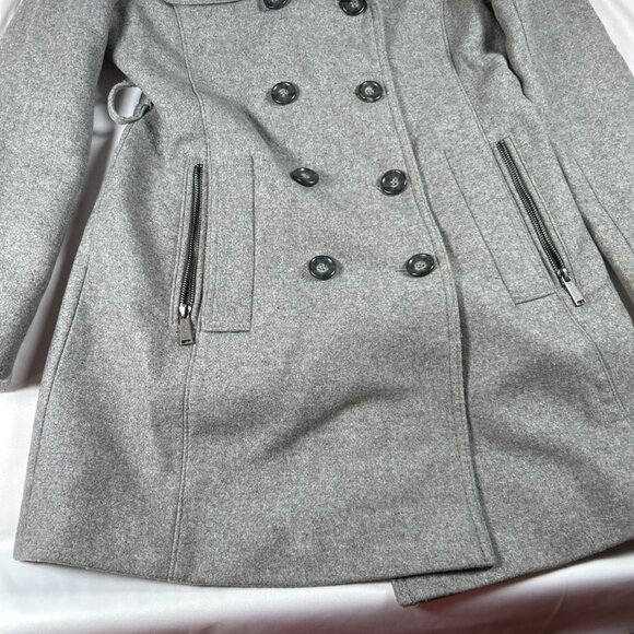 Gently Loved DKNY Women's Size 0 Double-Breasted gray Peacoat Zip Pockets READ - Picture 5 of 16